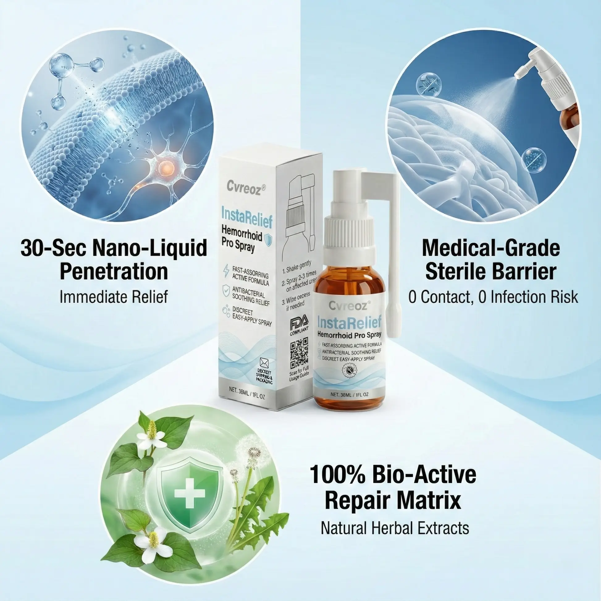 Cvreoz® InstaRelief Hemorrhoid Pro Spray